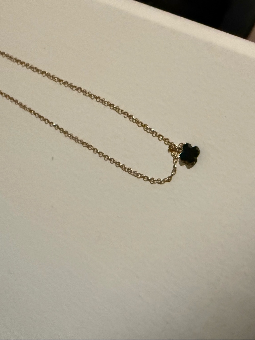 Enewton Gold Tone Chain Necklace with Black Clover Pendant  - small kids